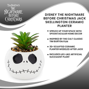 Disney The Nightmare Before Christmas Jack Skellington 6 Inch Ceramic Planter