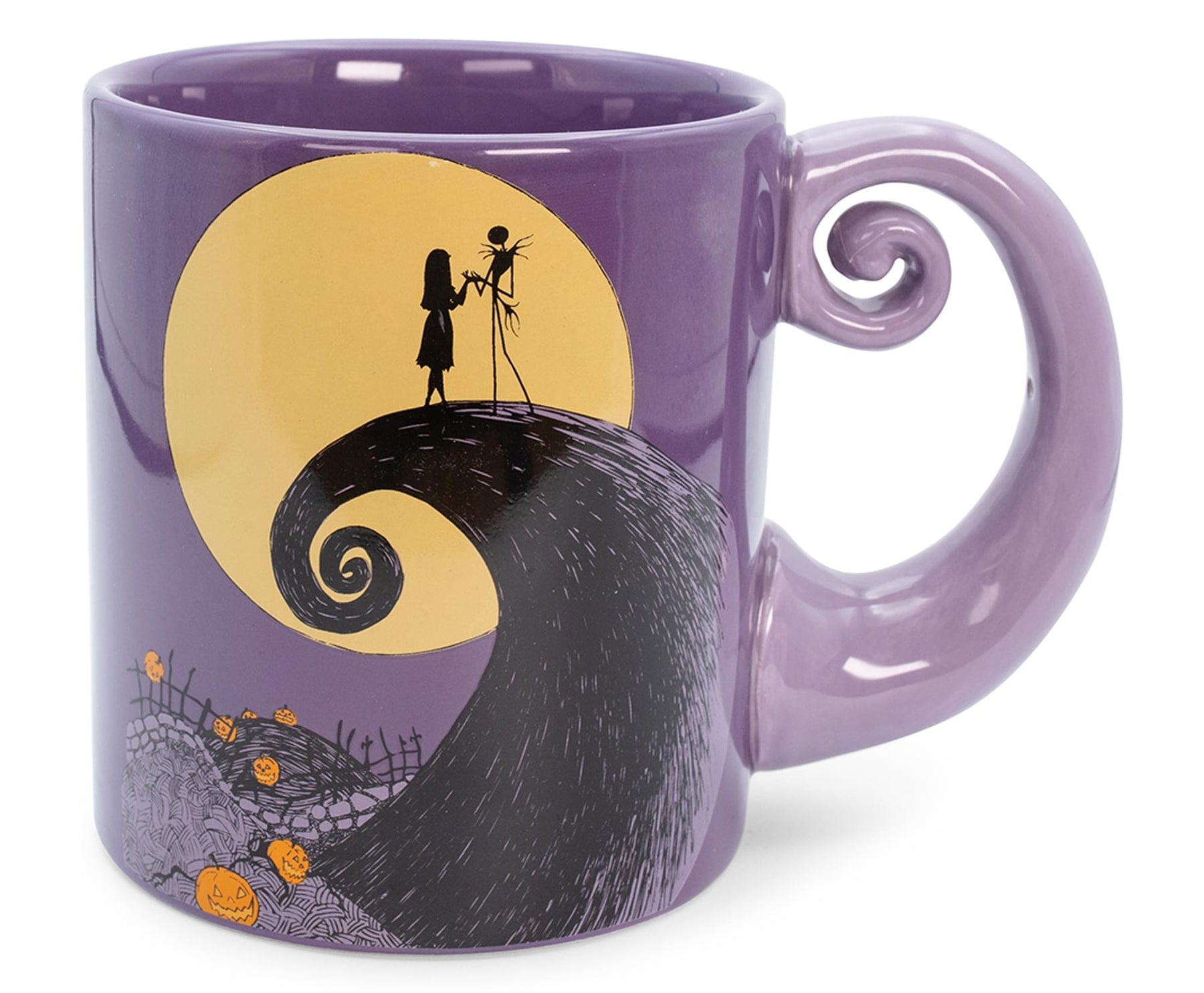 Disney The Nightmare Before Christmas Jack & Sally Spiral Handle Ceramic Mug
