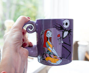 Disney The Nightmare Before Christmas Jack & Sally Spiral Handle Ceramic Mug