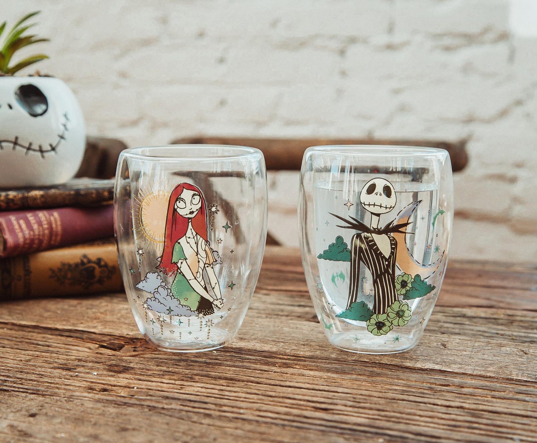 Disney The Nightmare Before Christmas Jack and Sally Stemless Glasses | Set of 2