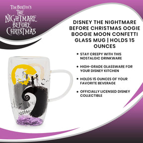 Disney The Nightmare Before Christmas Oogie Boogie Moon Confetti Glass Mug | Holds 15 Ounces
