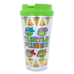 Teenage Mutant Ninja Turtles Pizza Slices Plastic Travel Tumbler | 16 Ounces