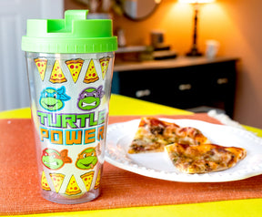 Teenage Mutant Ninja Turtles Pizza Slices Plastic Travel Tumbler | 16 Ounces