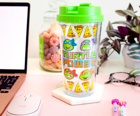 Teenage Mutant Ninja Turtles Pizza Slices Plastic Travel Tumbler | 16 Ounces