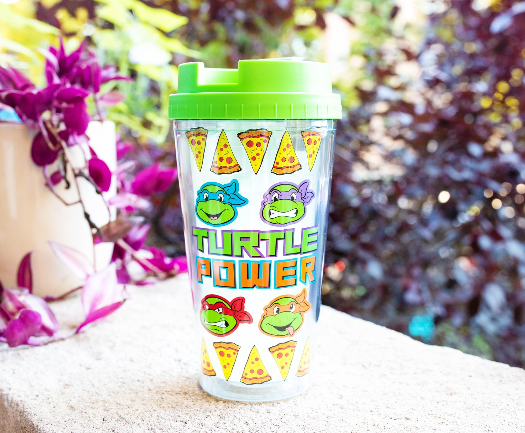 Teenage Mutant Ninja Turtles Pizza Slices Plastic Travel Tumbler | 16 Ounces
