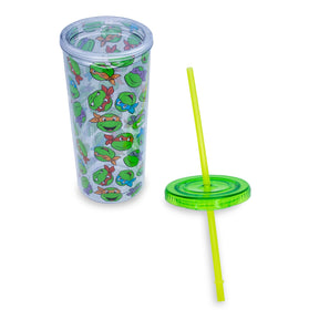 Teenage Mutant Ninja Turtles Allover Faces Carnival Cup With Lid and Straw