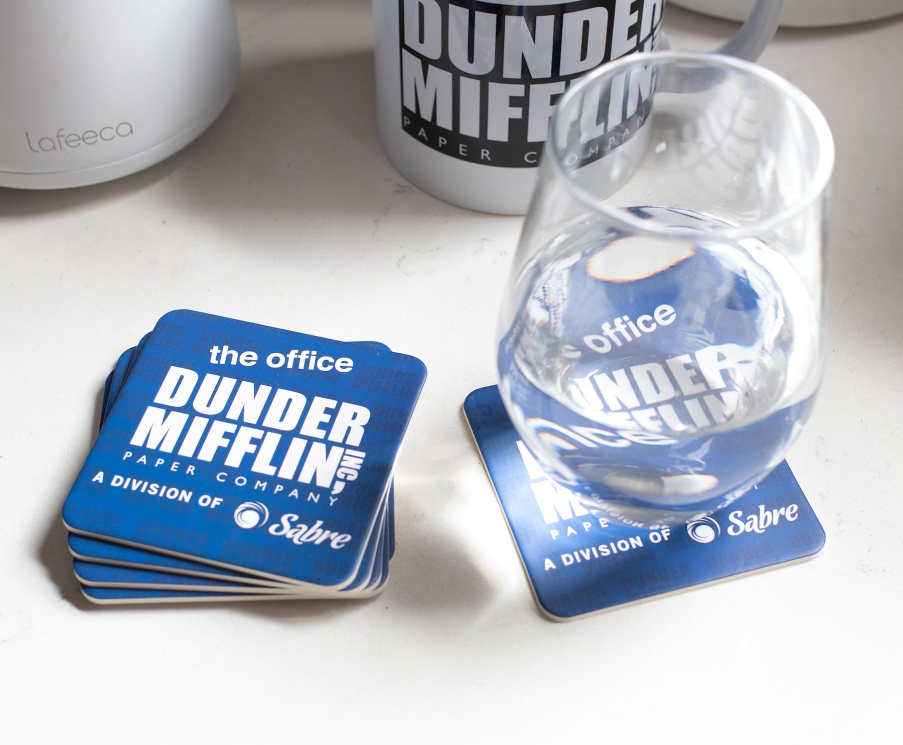 The Office Dunder Mifflin Logo Paper Drink Coasters | Set of 6