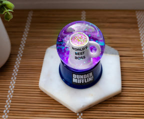 The Office "World's Best Boss" Mug 3-Inch Mini Light-Up Snow Globe