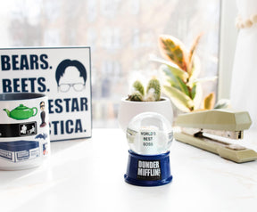 The Office "World's Best Boss" Mug 3-Inch Mini Light-Up Snow Globe