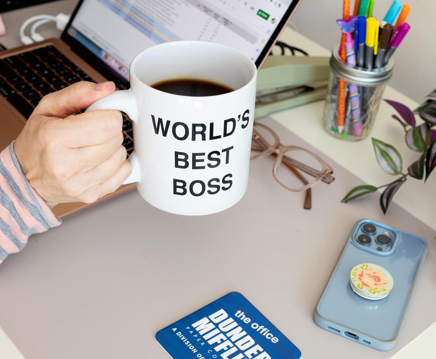 The Office Dunder Mifflin "World's Best Boss" Ceramic Mug | Holds 20 Ounces