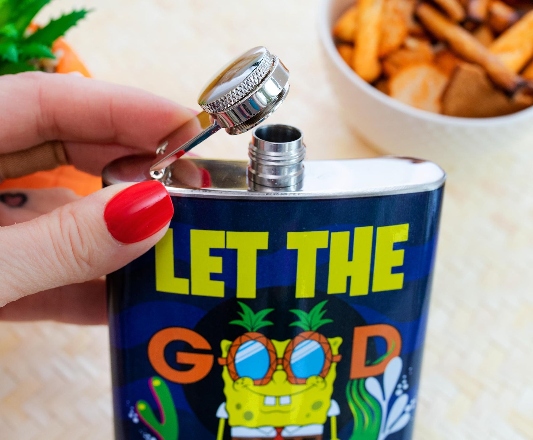 SpongeBob SquarePants "Mister Good Times" Stainless Steel Flask | Holds 7 Ounces