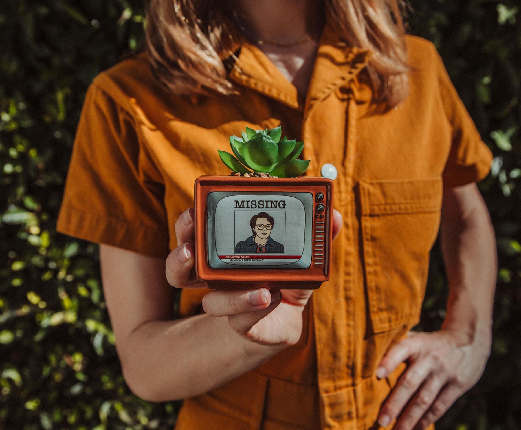 Stranger Things Missing Barb 4-Inch Ceramic Mini Planter With Artificial Succulent