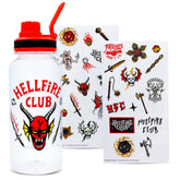 Stranger Things Hellfire Club 32-Ounce Twist Spout Water Bottle and Sticker Set