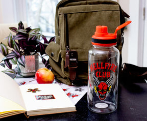 Stranger Things Hellfire Club 32-Ounce Twist Spout Water Bottle and Sticker Set