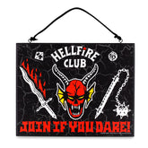 Stranger Things Hellfire Club Reversible Hanging Sign Wall Art | 10 x 8 Inches