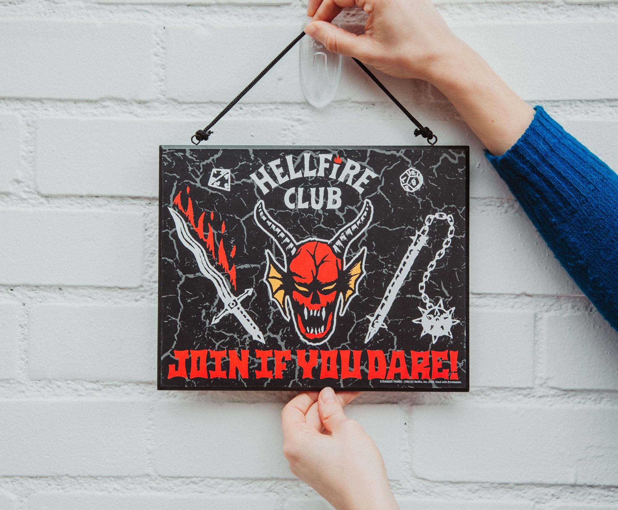 Stranger Things Hellfire Club Reversible Hanging Sign Wall Art | 10 x 8 Inches