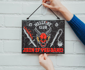 Stranger Things Hellfire Club Reversible Hanging Sign Wall Art | 10 x 8 Inches