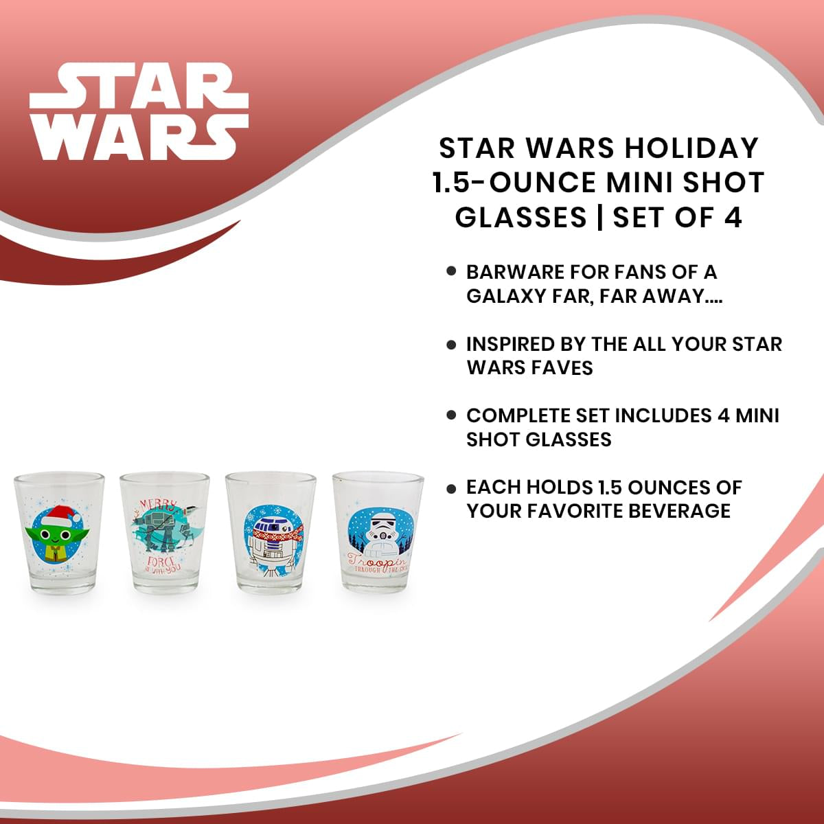 Star Wars Holiday 1.5-Ounce Mini Shot Glasses | Set of 4