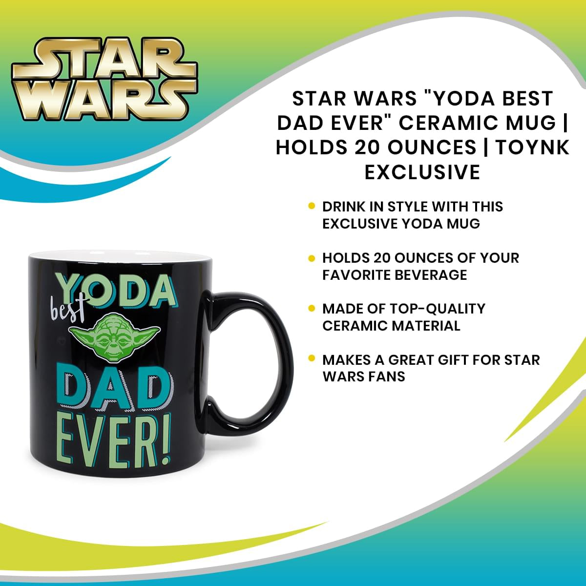 Star Wars "Yoda Best Dad Ever" Ceramic Mug | Holds 20 Ounces | Toynk Exclusive