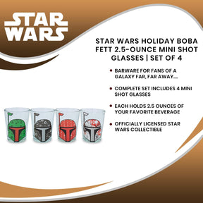 Star Wars Holiday Boba Fett 2.5-Ounce Mini Shot Glasses | Set of 4