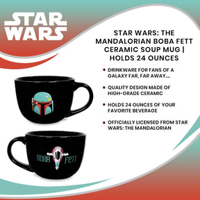 Star Wars: The Mandalorian Boba Fett Ceramic Soup Mug | Holds 24 Ounces