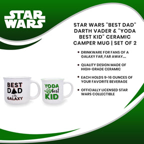 Star Wars "Best Dad" Darth Vader & "Yoda Best Kid" Ceramic Camper Mug | Set of 2
