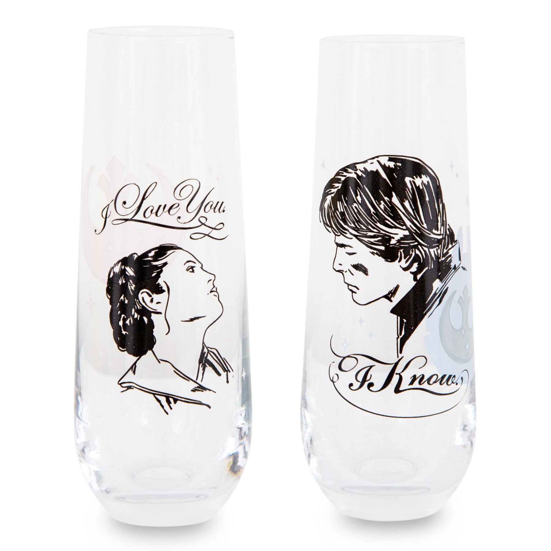 Star Wars Han Leia I Love You 9oz Fluted Glass Set