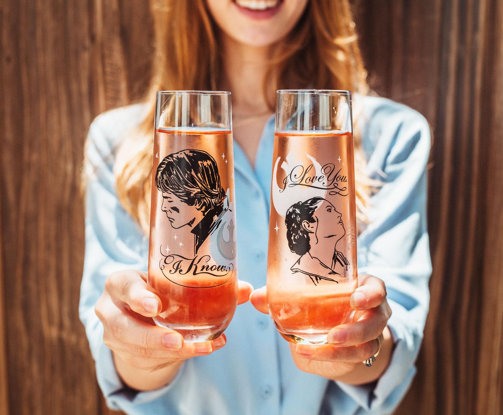 Star Wars Han and Leia "I Love You, I Know" Stemless Fluted Glassware | Set of 2