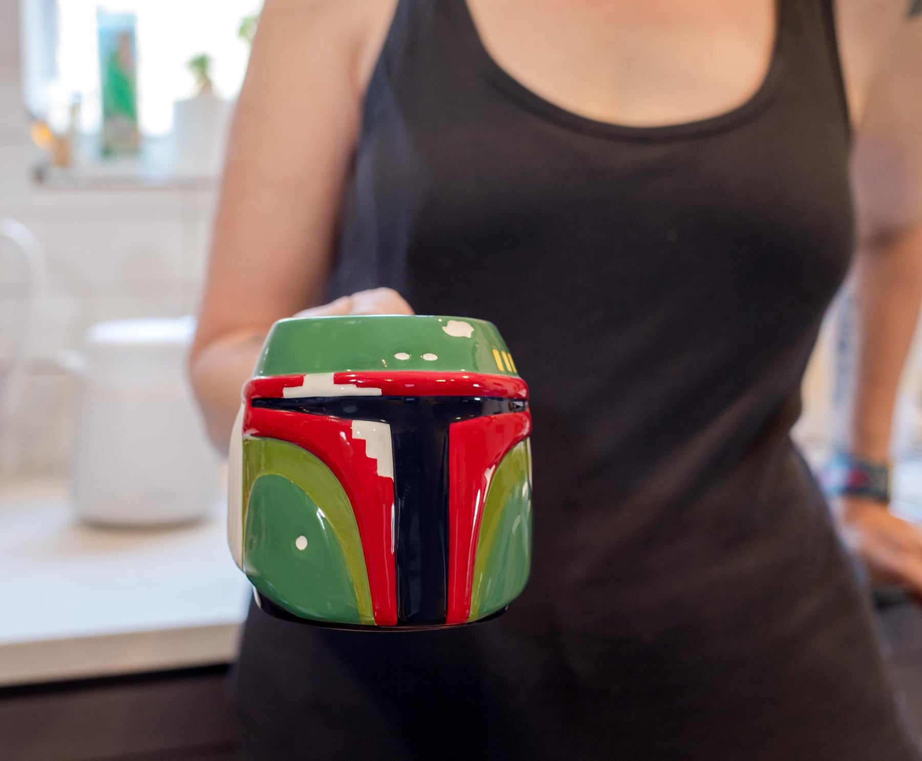 Star Wars 3D Sculpted Boba Fett Helmet Ceramic Mug | Holds 20 Ounces