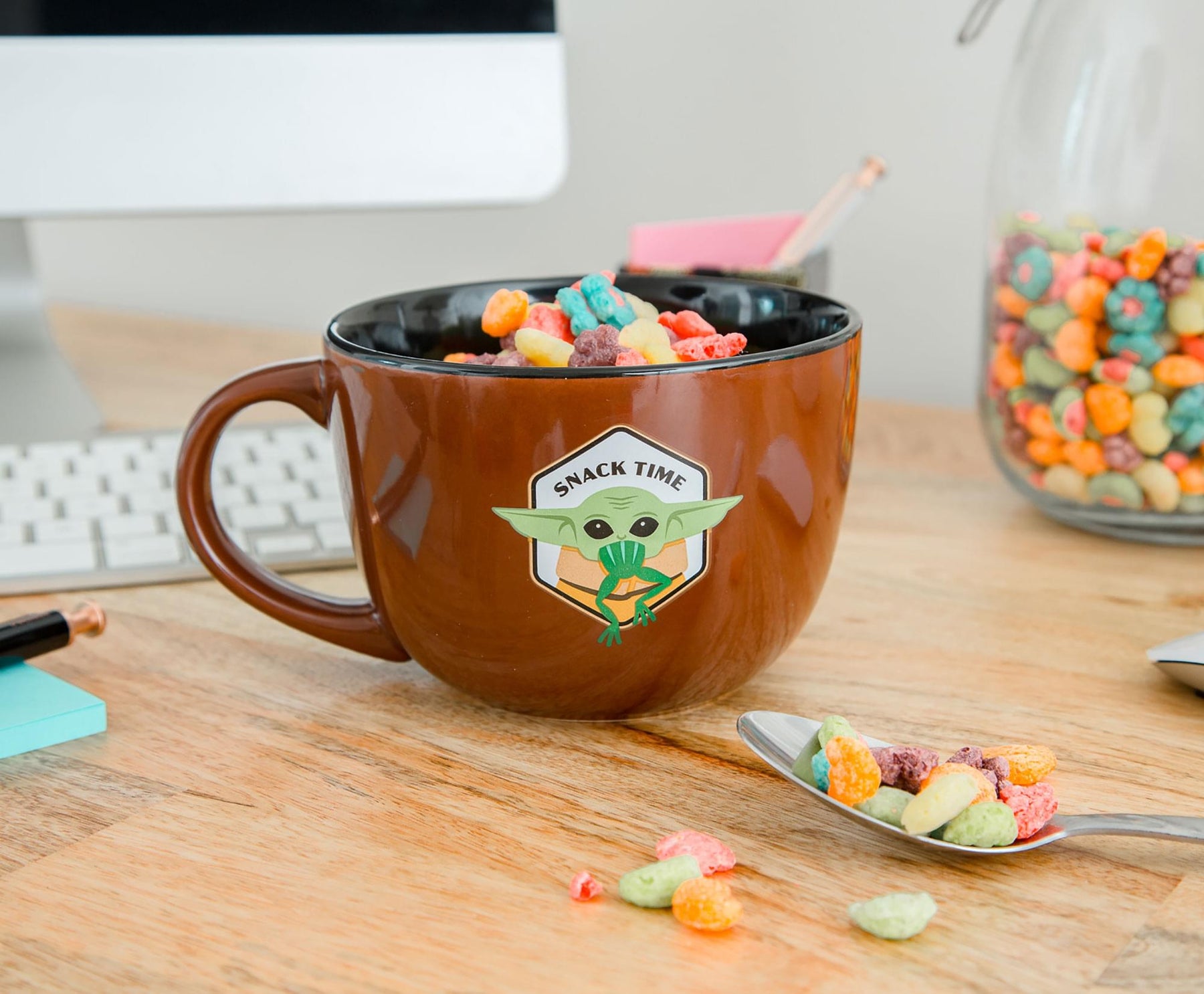 Star Wars: The Mandalorian Grogu "Snack Time" Ceramic Soup Mug | 24 Ounces