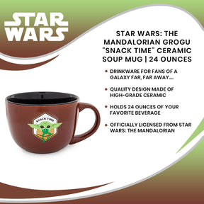 Star Wars: The Mandalorian Grogu "Snack Time" Ceramic Soup Mug | 24 Ounces