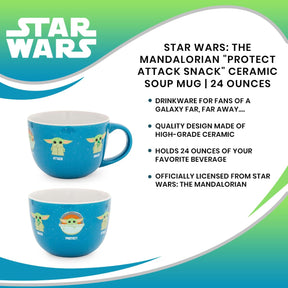 Star Wars: The Mandalorian "Protect Attack Snack" Ceramic Soup Mug | 24 Ounces