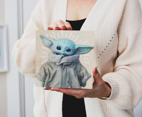 Star Wars The Mandalorian The Child 6 x 6 Inch Wood Box Sign