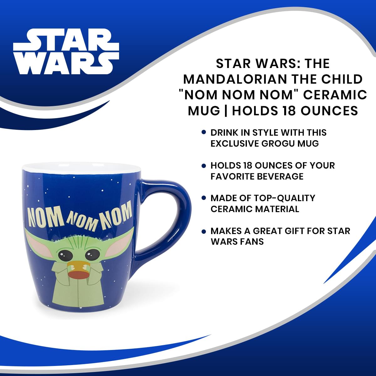 Star Wars: The Mandalorian The Child "Nom Nom Nom" Ceramic Mug | Holds 25 Ounces