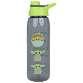 Star Wars: The Mandalorian Grogu Water Bottle With Time Marker | Holds 28 Ounces