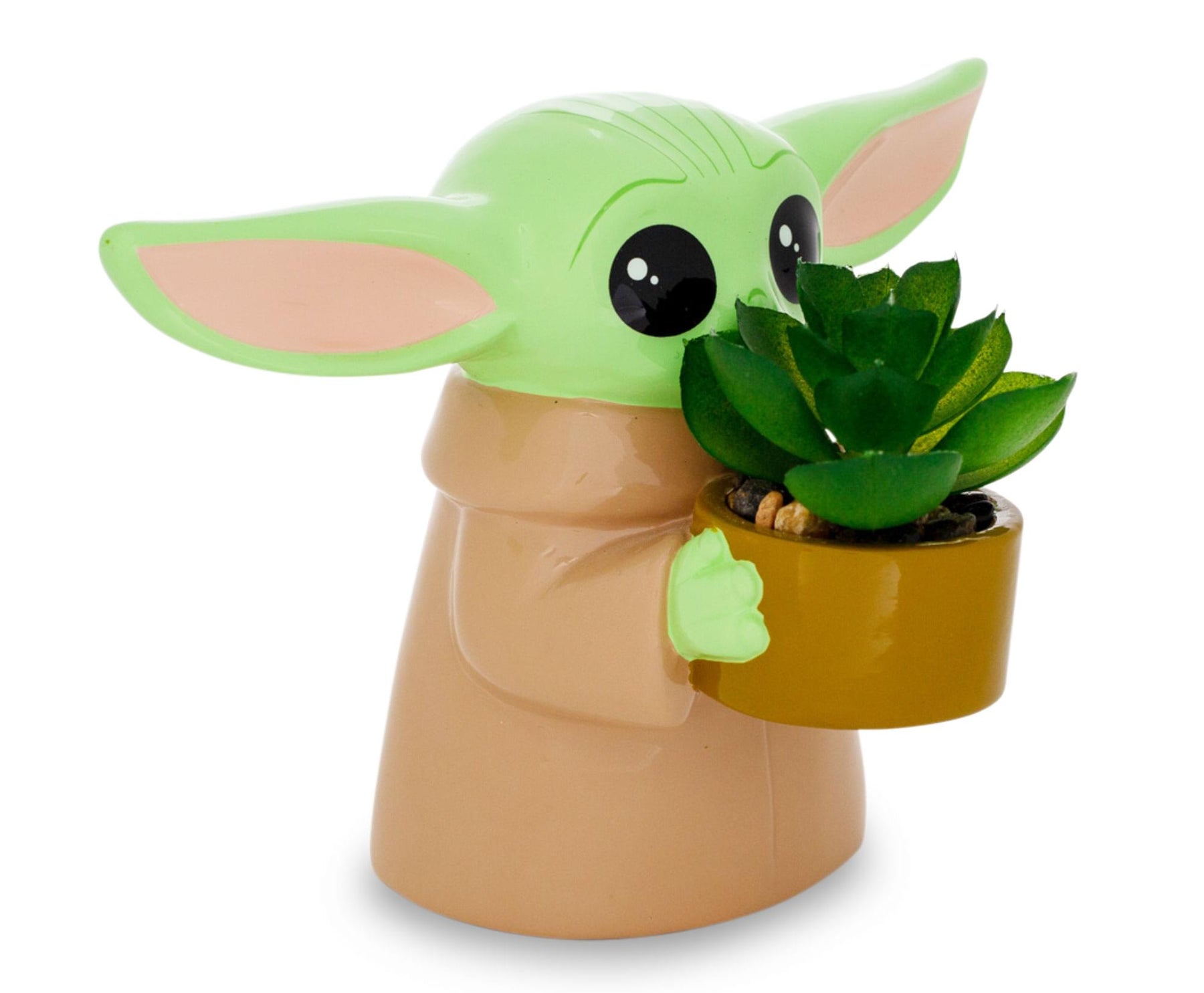 Star Wars: The Mandalorian Grogu Ceramic 4 Inch Mini Planter with Artificial Succulent