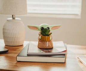 Star Wars: The Mandalorian Grogu Ceramic 4 Inch Mini Planter with Artificial Succulent