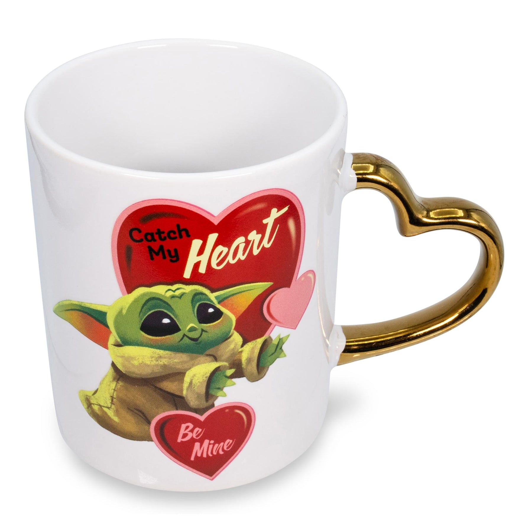 Star Wars: The Mandalorian Grogu Heart-Shaped Handle Ceramic Mug | 14 Ounces