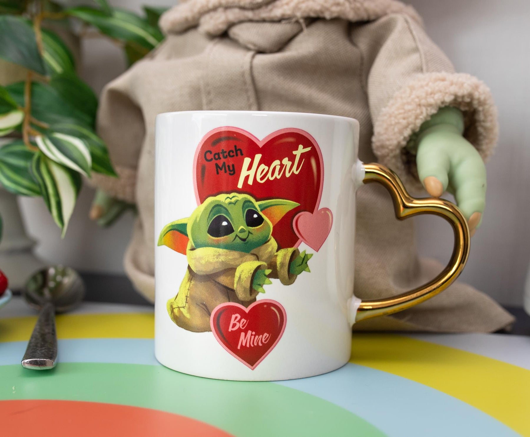 Star Wars: The Mandalorian Grogu Heart-Shaped Handle Ceramic Mug | 14 Ounces