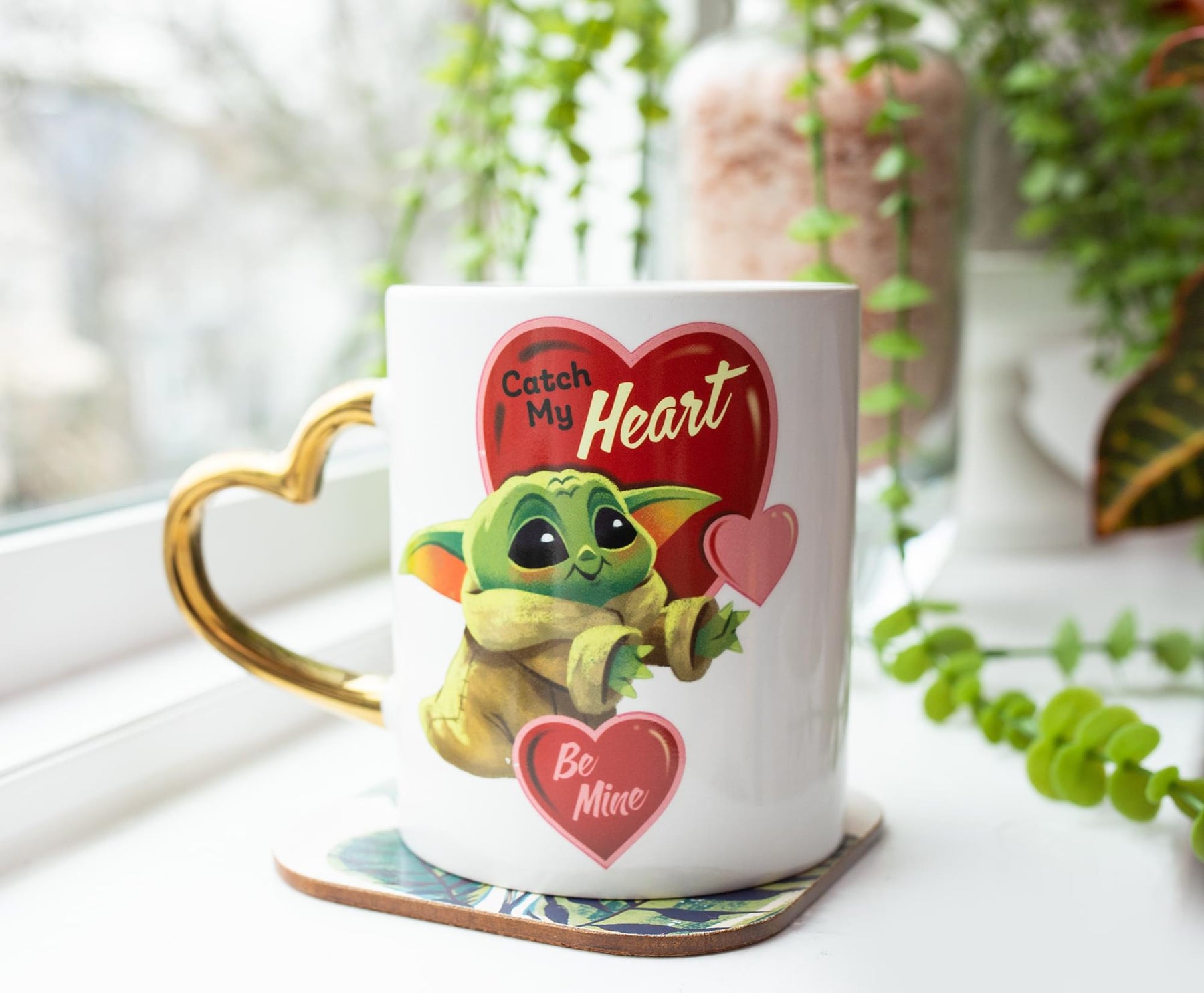 Star Wars: The Mandalorian Grogu Heart-Shaped Handle Ceramic Mug | 14 Ounces