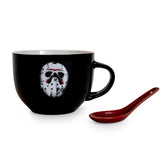 Friday the 13th Jason Voorhees Ceramic Soup Mug With Spoon | Holds 24 Ounces