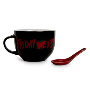 Friday the 13th Jason Voorhees Ceramic Soup Mug With Spoon | Holds 24 Ounces