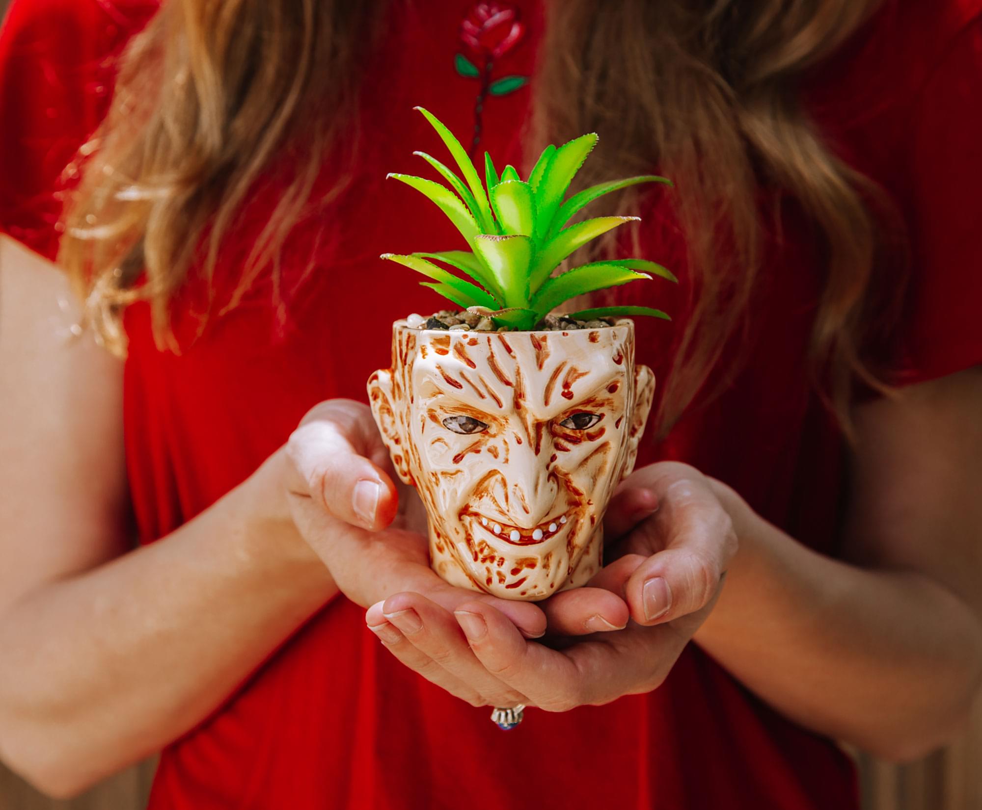 A Nightmare On Elm Street Freddy Krueger Ceramic Planter w/ Artificial Succulent