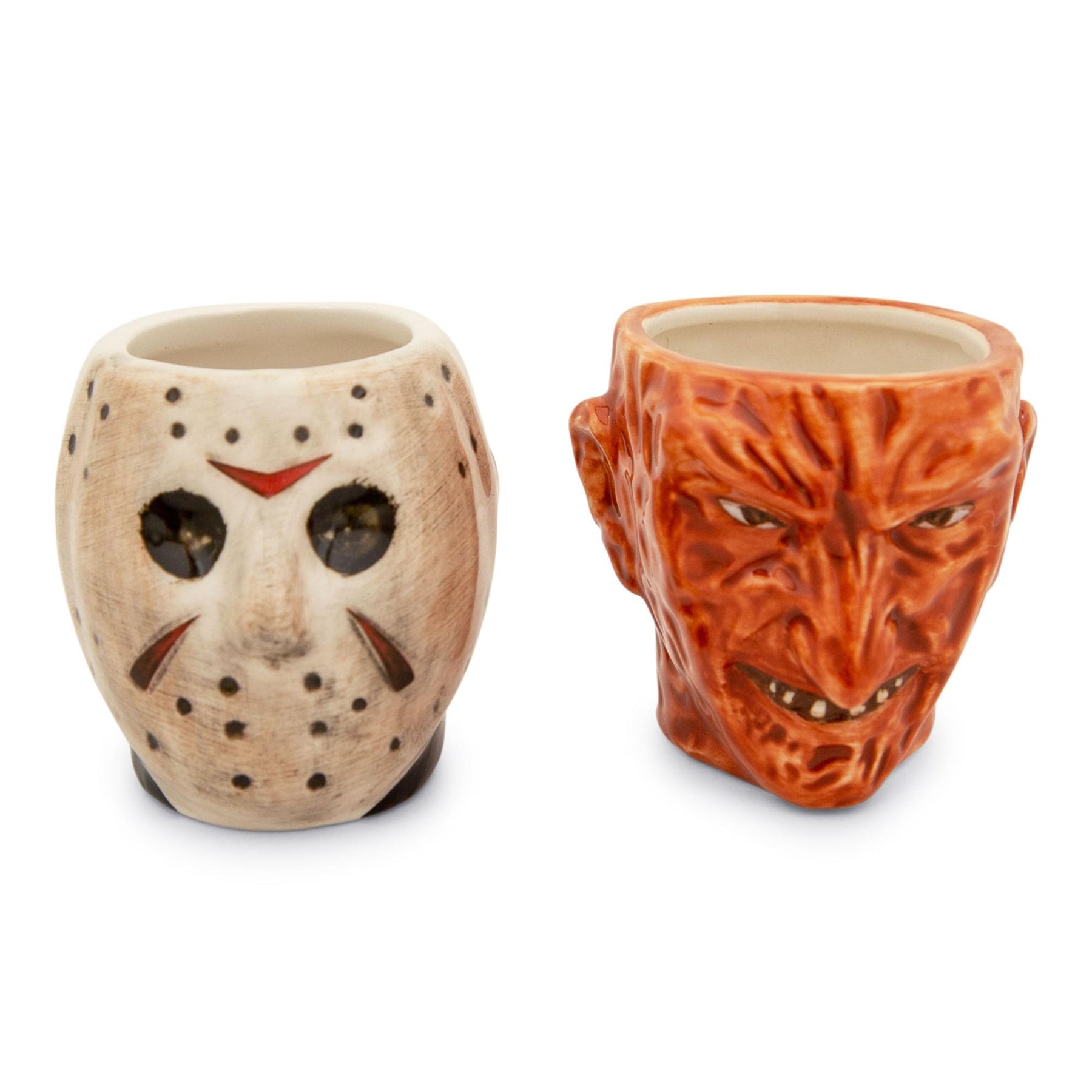 Freddy vs. Jason Faces 4-Ounce Sculpted Ceramic Mini Mugs | Set of 2