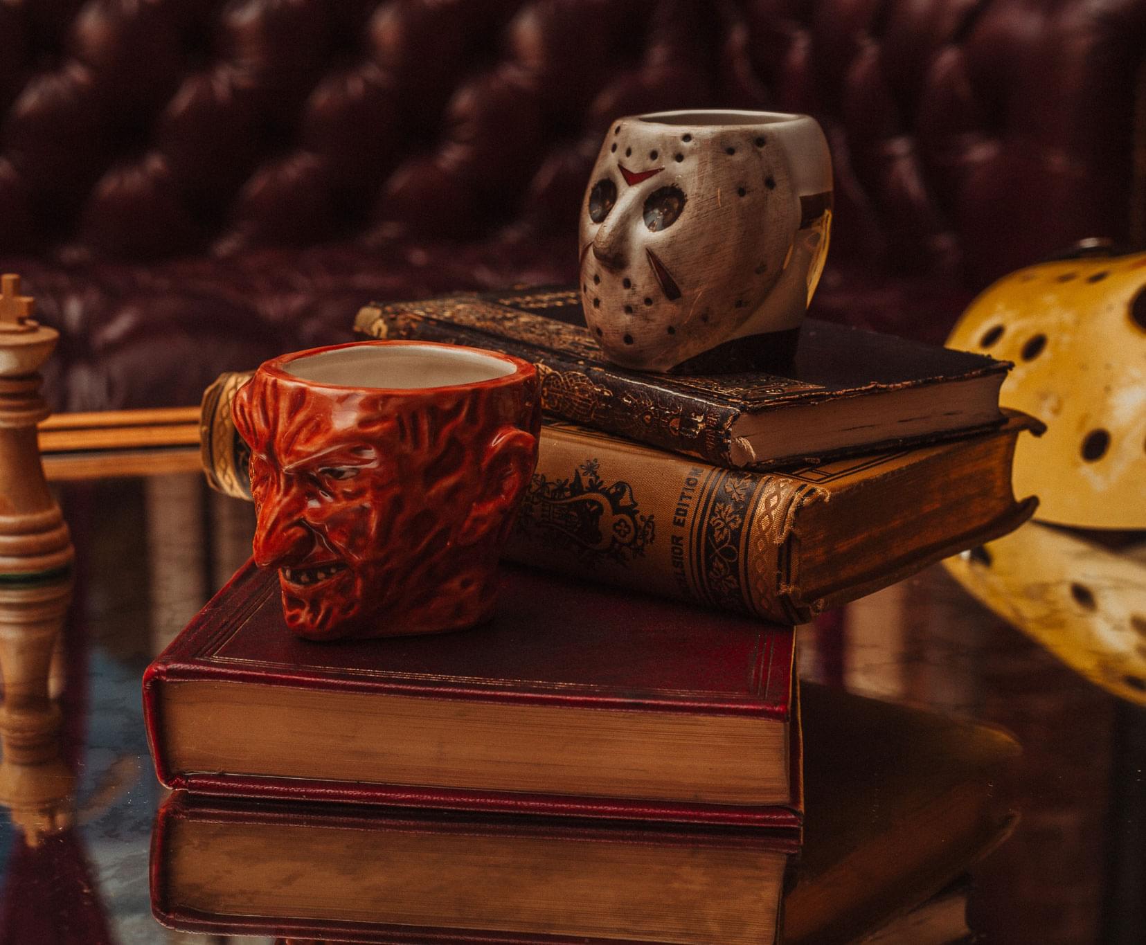 Freddy vs. Jason Faces 4-Ounce Sculpted Ceramic Mini Mugs | Set of 2