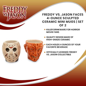 Freddy vs. Jason Faces 4-Ounce Sculpted Ceramic Mini Mugs | Set of 2