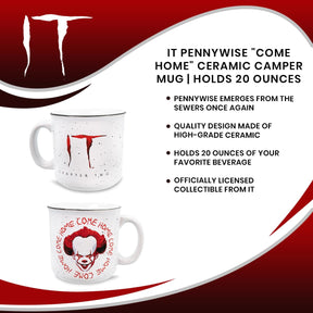 IT Pennywise "Come Home" Ceramic Camper Mug | Holds 20 Ounces