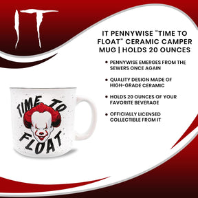 IT Pennywise "Time To Float" Ceramic Camper Mug | Holds 20 Ounces