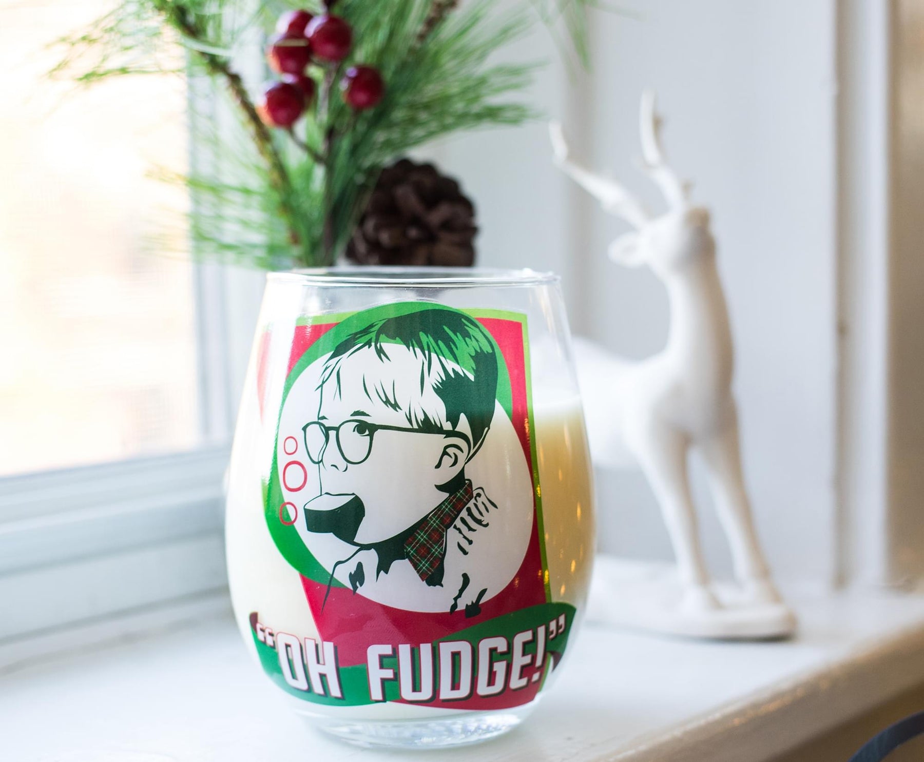A Christmas Story "Oh Fudge!" Stemless Wine Glass | Holds 20 Ounces