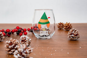Buddy the Elf "Raised By Elves" Stemless Glitter Glass | Holds 20 Ounces